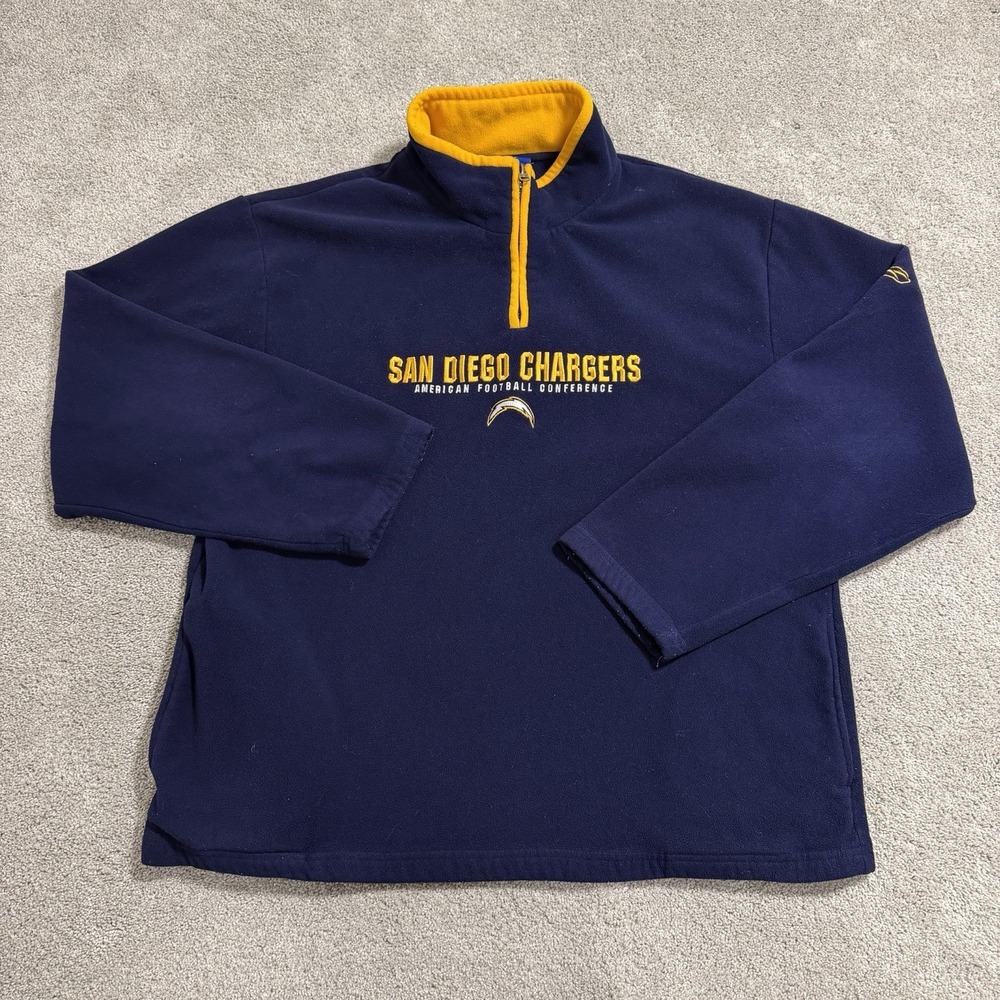 Vintage Reebok San Diego Chargers Pullover Fleece Mens XL Navy 1/4 Zip Jacket